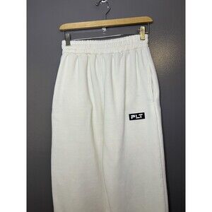 PrettyLittleThing Pants Womens Medium White Fleece Straight Leg Lounge Pockets